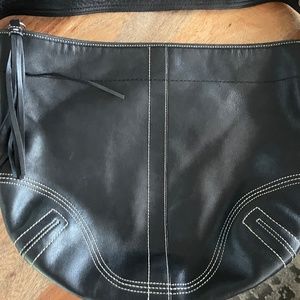 Coach Leather Slouch Shoulder Bag w/Tassle